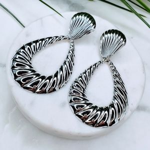 Silver Shell Shaped Dangle Earrings